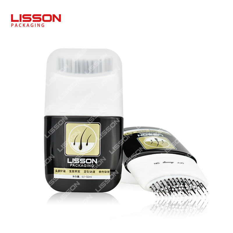 Botella plástica del cuidado del cuero cabelludo del cabello de la botella del apretón del HDPE de 60ml 80ml con el aplicador de nylon del cepillo
